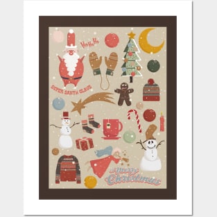 Cute Christmas Postcards - Cute Christmas Illustration - christmas cookies illustration Posters and Art